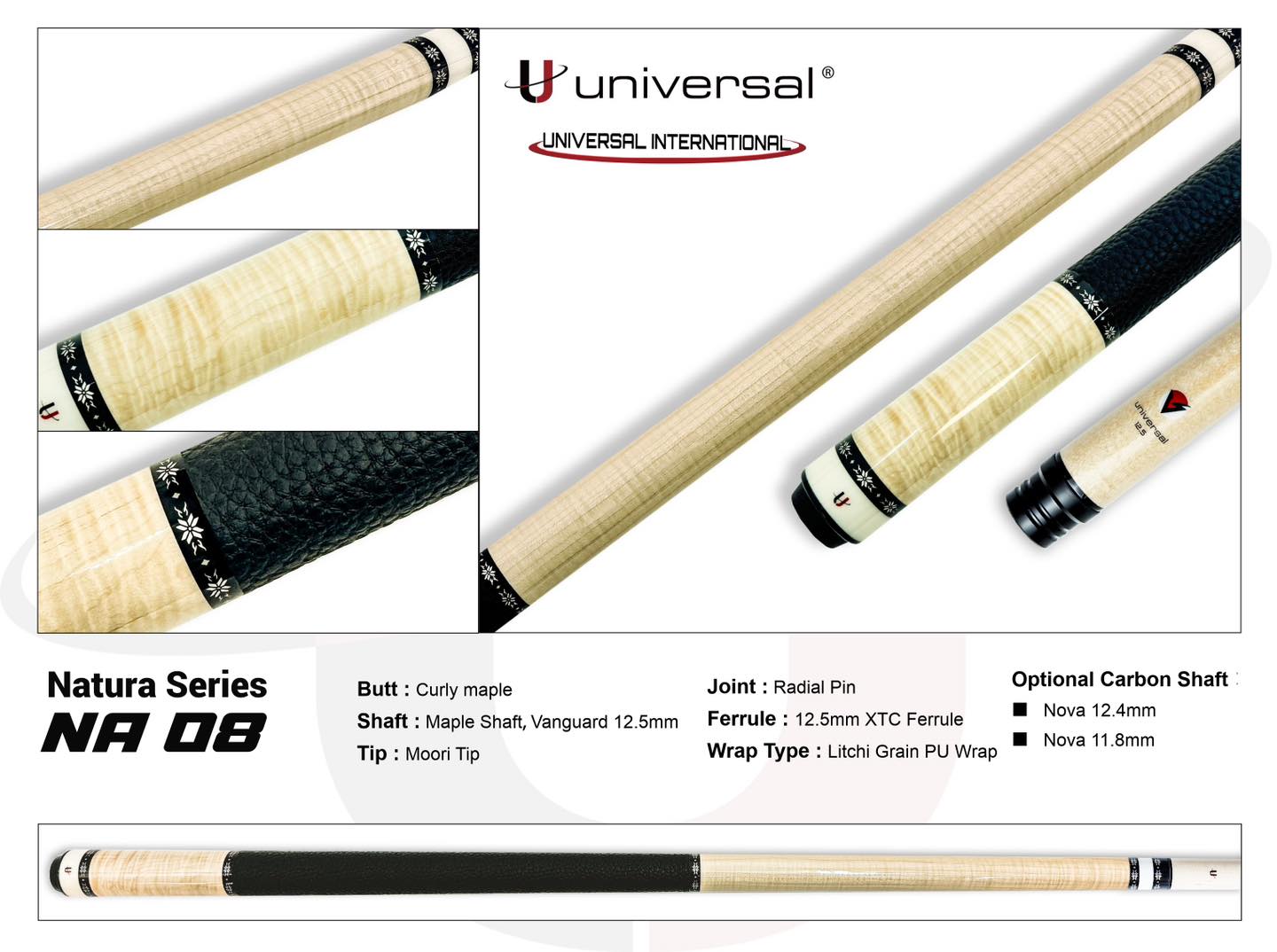 Gậy đánh bi-a Universal Natura Series NA-08 - Hàng Chính Hãng