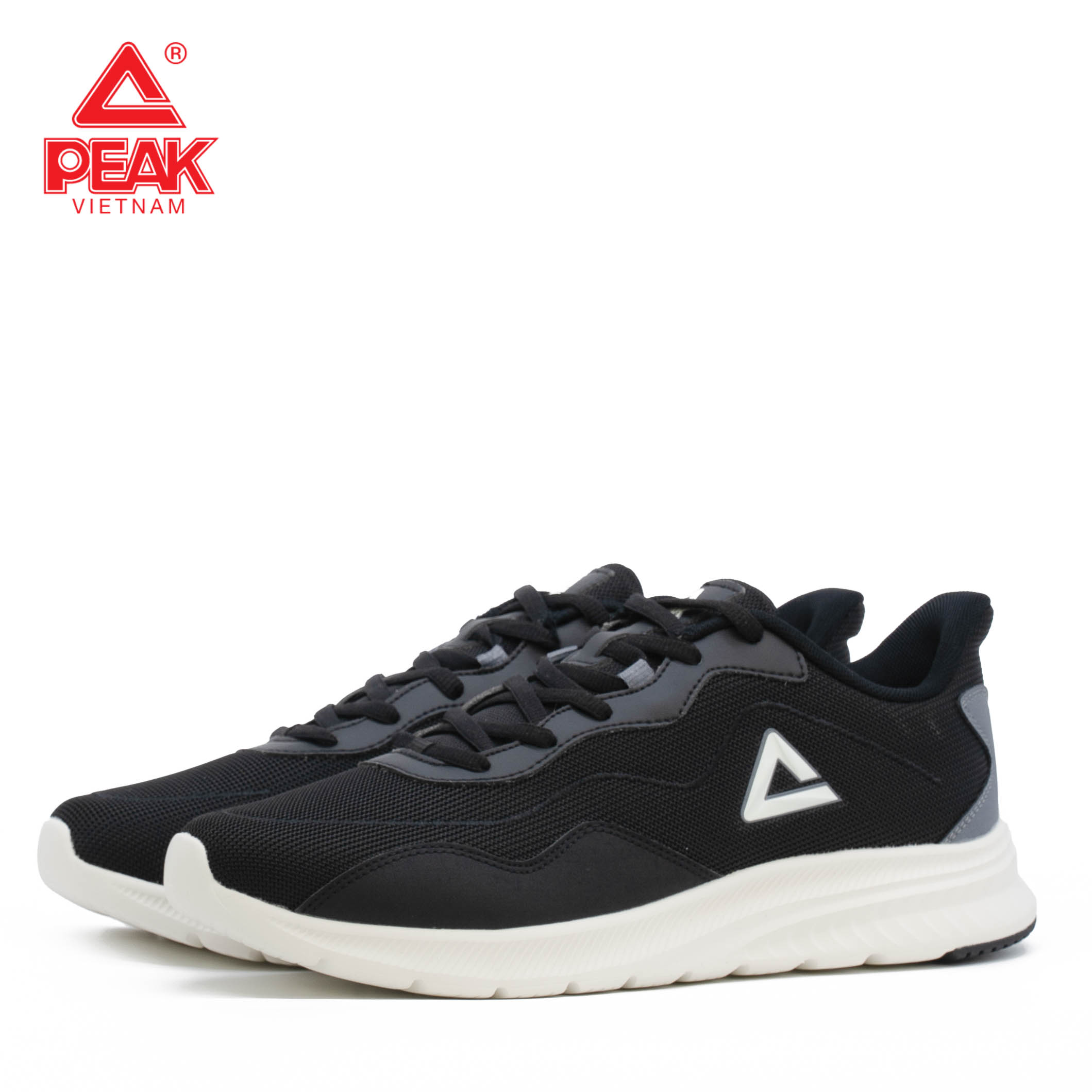 Giày chạy bộ nam PEAK Running Light Comfortable "Đen Trắng" E224057HDK – Hàng Chính Hãng