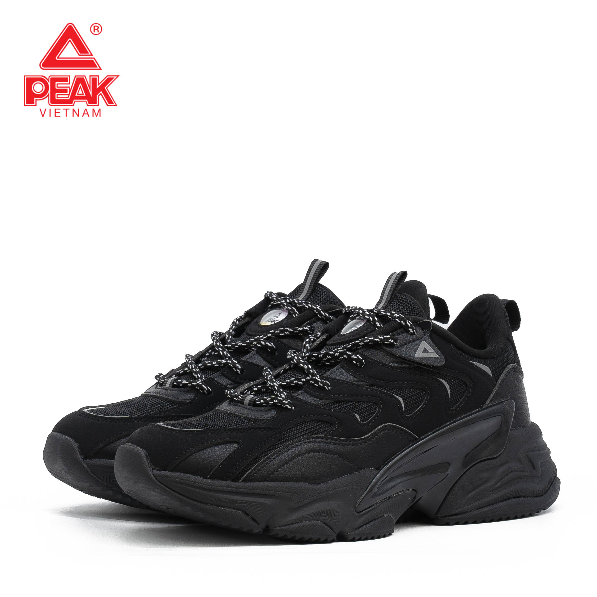 Giày Thời Trang Thể Thao Nữ PEAK Taichi Fashion Thick Outsole "Đen All Black" ET24042EDA – Hàng Chính Hãng