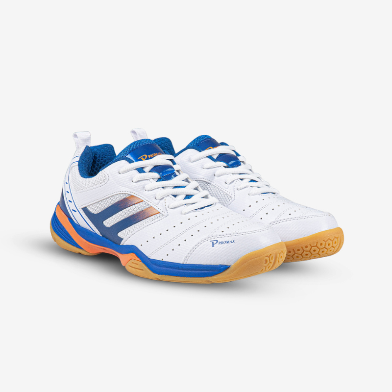 Giày Cầu Lông / Bóng Chuyền Động Lực Promax "White/Blue/Orange" PR-240625-03 - Hàng Chính Hãng