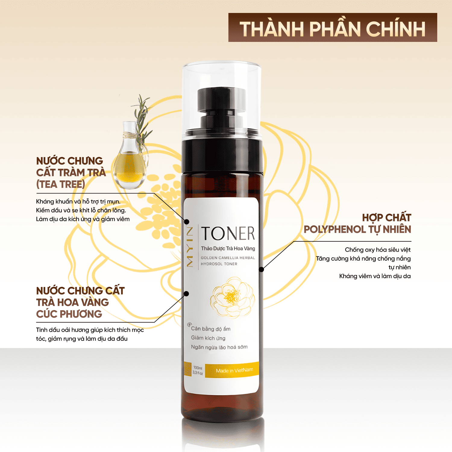 Toner Thảo Dược Trà Hoa Vàng | Golden Camellia Herbal Hydrosol