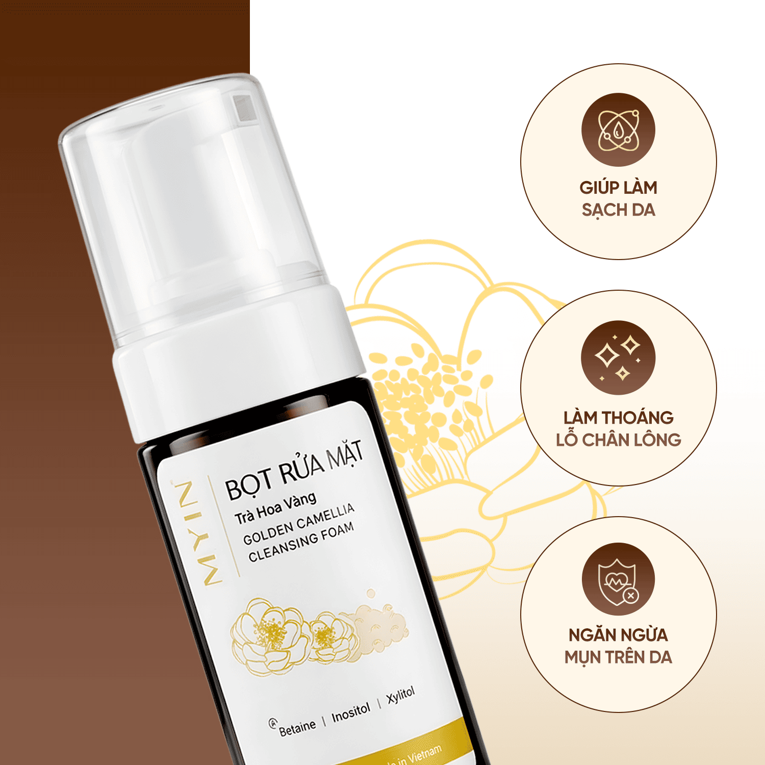 Bọt Rửa Mặt Thảo Dược Trà Hoa Vàng - Golden Camellia Cleansing Foam