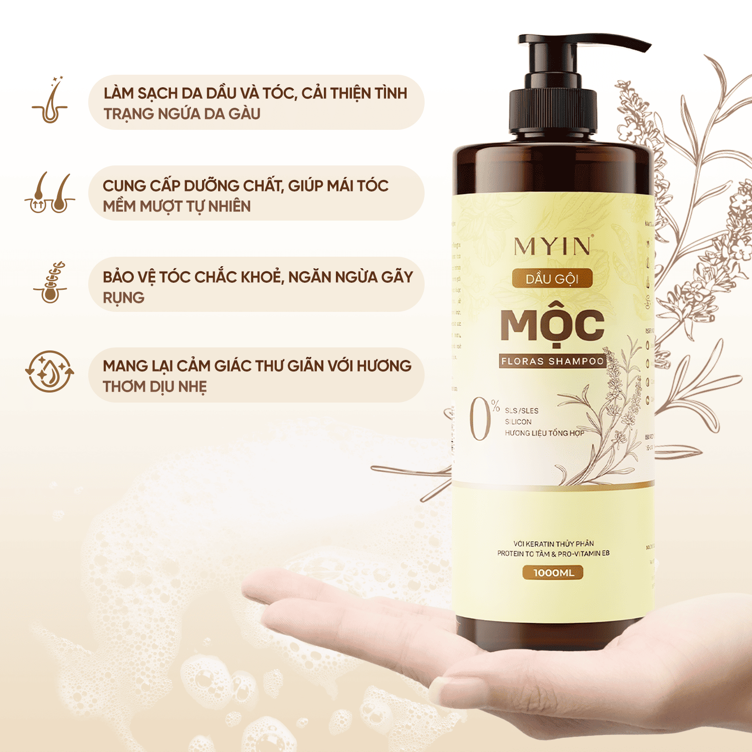 Dầu gội Mộc Floras Shampoo MYIN 1000ml