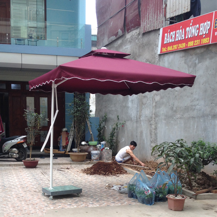 Dù Lệch Tâm Vuông 2m5 Màu Đỏ