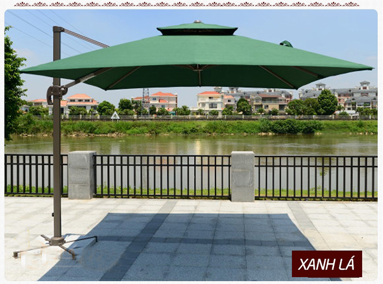 Dù Lệch Tâm Vuông 3m Hợp Kim Nhôm Màu Xanh