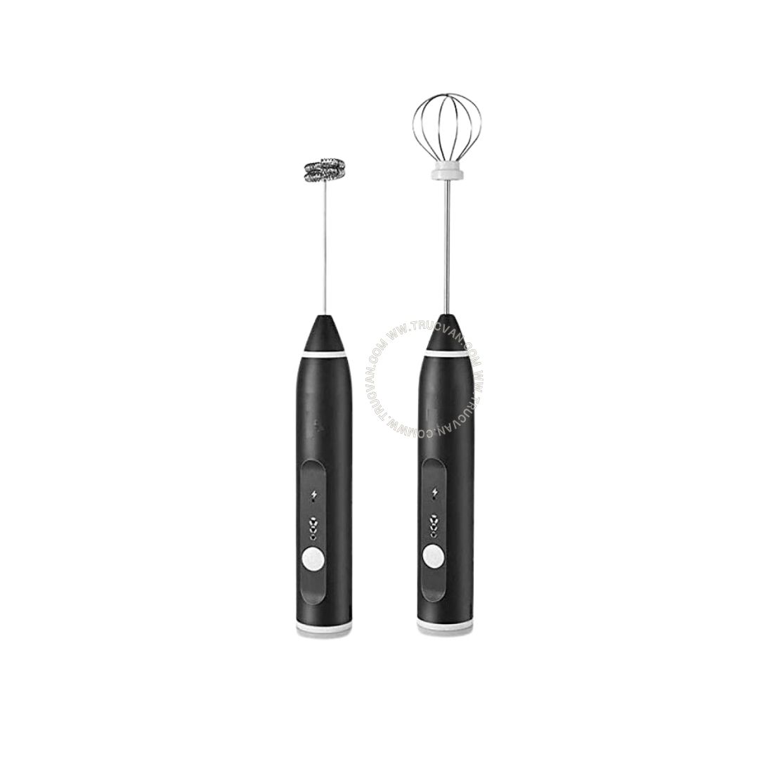 Máy tạo bọt sữa xạc USB 2 đầu loại đầu khuấy cafe và đánh trứng