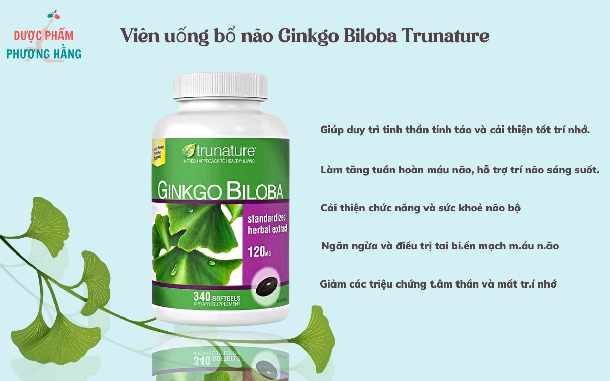 Viên Uống Bổ Não Ginkgo Biloba Trunature 340 Viên Của Mỹ