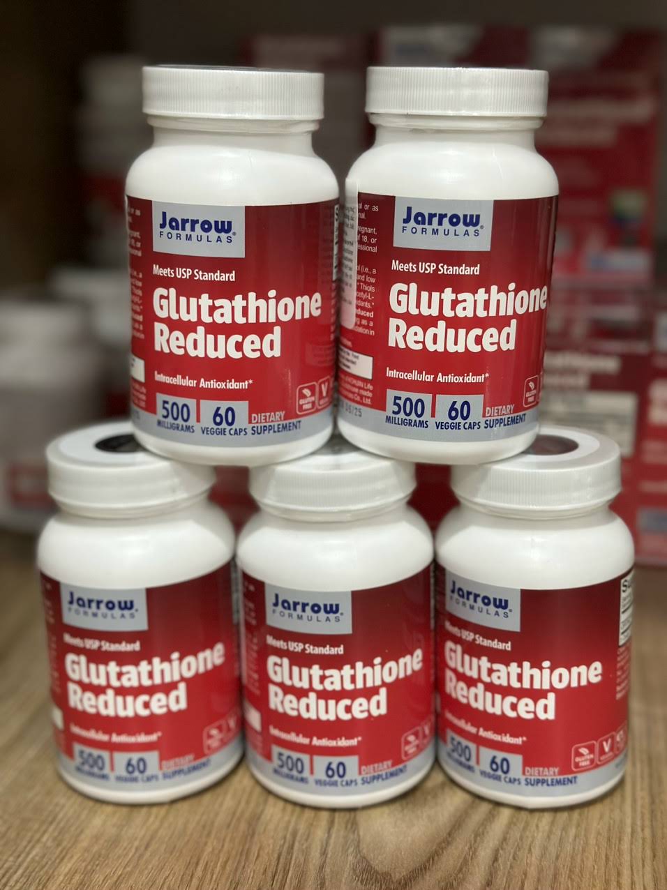 Viên uống Trắng da, ngăn ngừa nám Glutathione Reduced Jarrow Formulas Mỹ 500mg [loại trần]