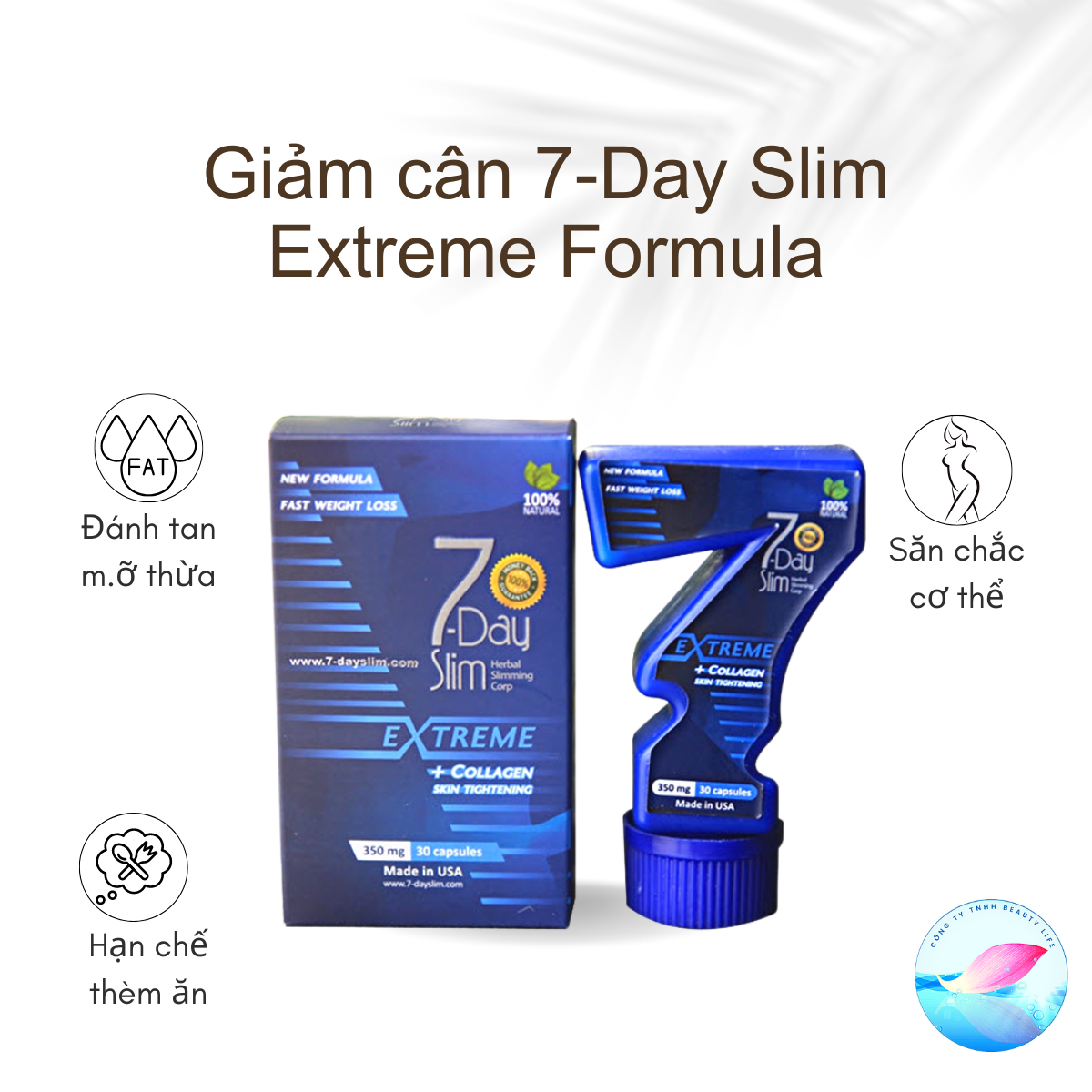 Viên uống giảm cân 7-Day Slim Extreme Formula hộp 30 viên
