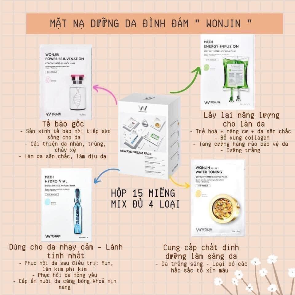 Mặt nạ dưỡng da Wonjin Effect Always Dream Pack - Hộp 15 miếng Hàn Quốc