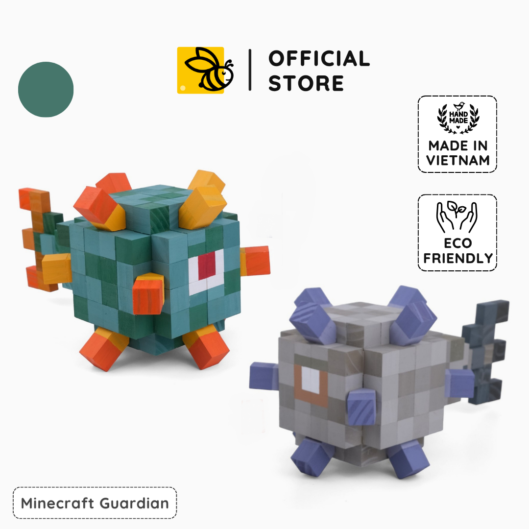 Mô Hình Gỗ Minecraft Guardian Xám (Art Toy)