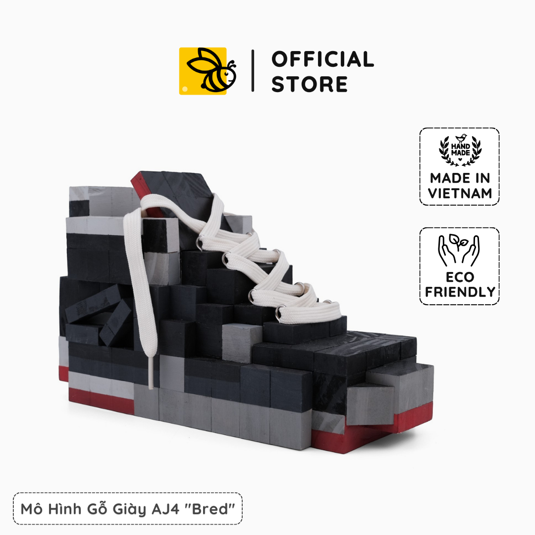 Mô Hình Gỗ Giày AJ4 Bred (Art Toy)