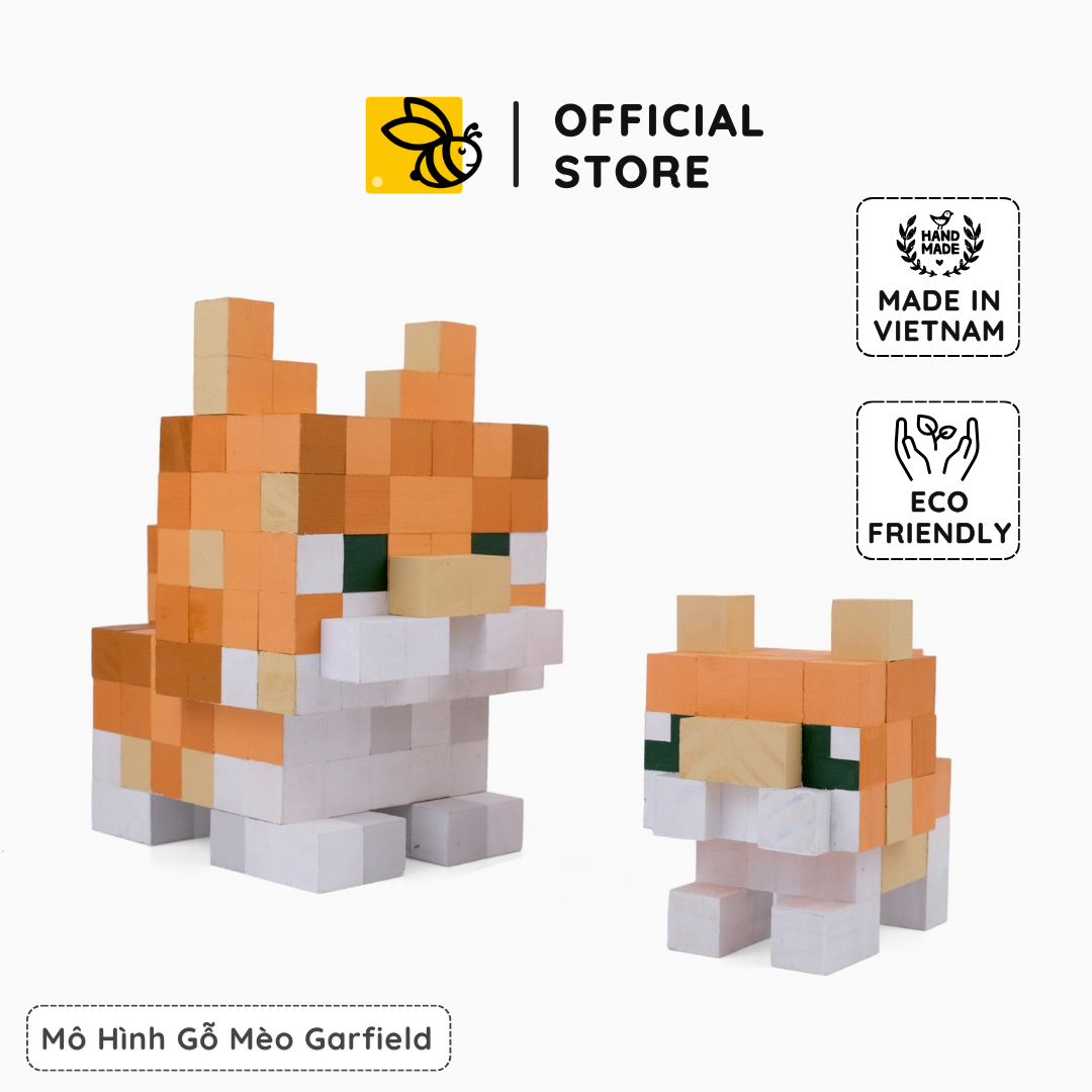 Mô Hình Mèo Garfield Phong Cách Minecraft