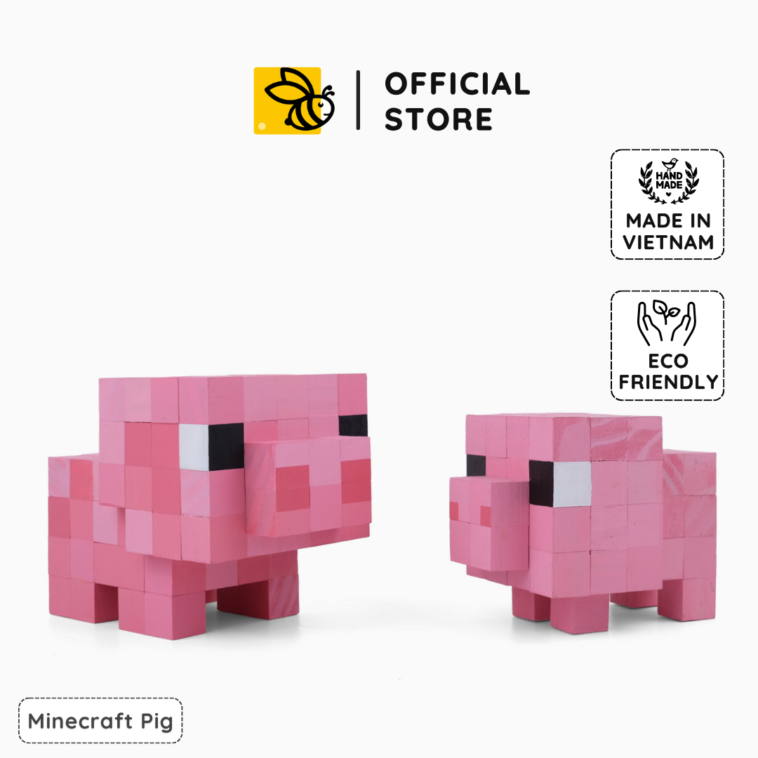 Mô Hình Gỗ Minecraft Pig (Art Toy)