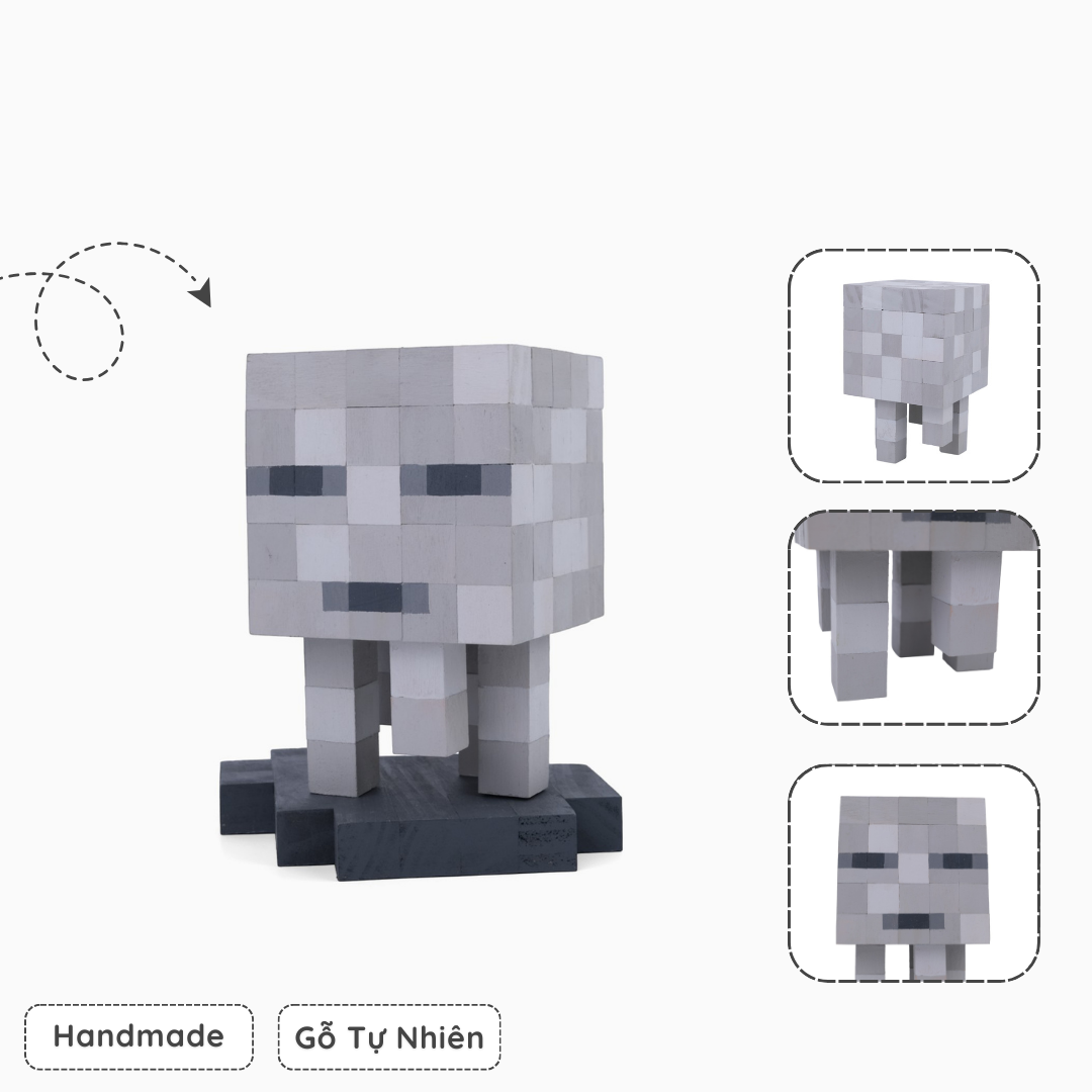 Mô Hình Gỗ Minecraft Ghast (Art Toy)