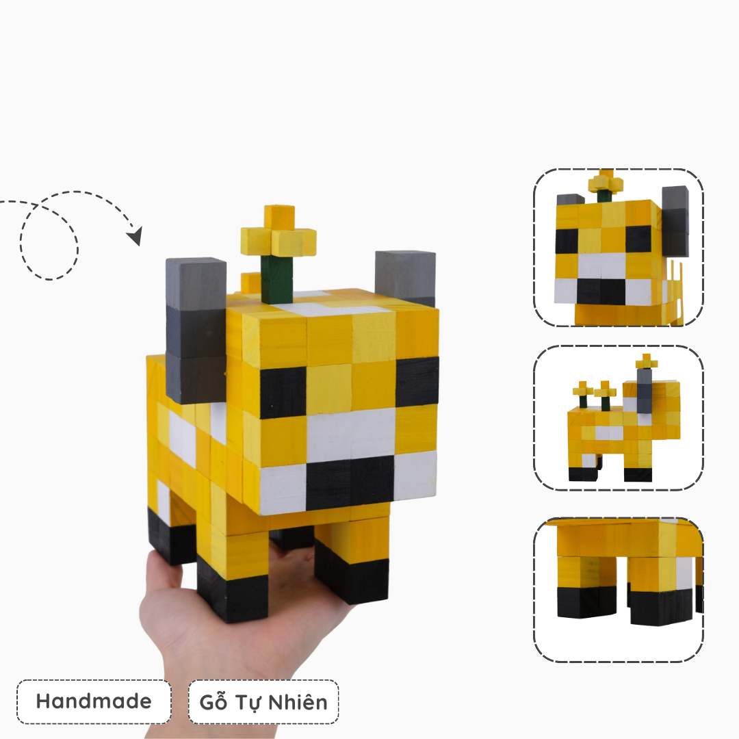 Mô Hình Gỗ Bò Hoa Minecraft MooBloom