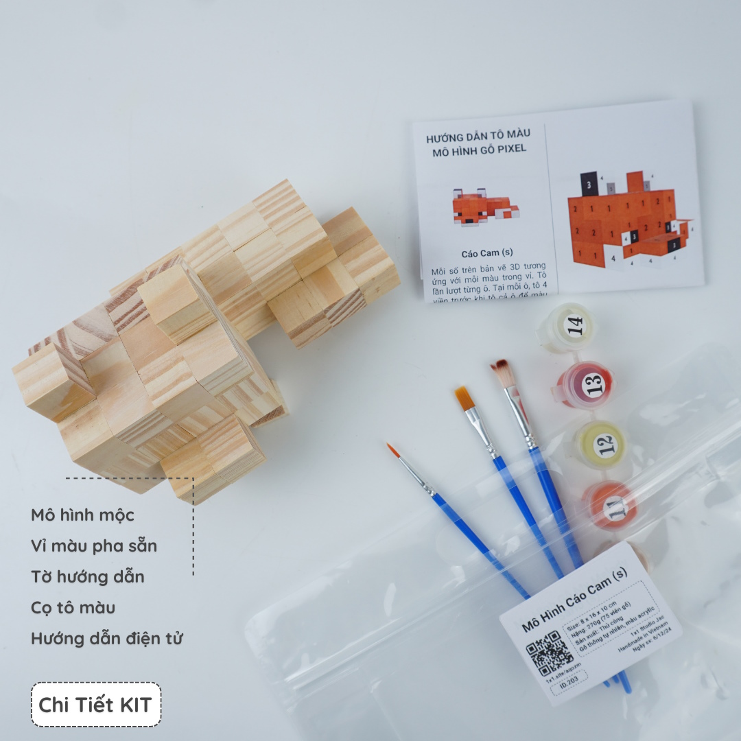 (DIY) Kit Tô Màu Minecraft Cáo Cam (s)