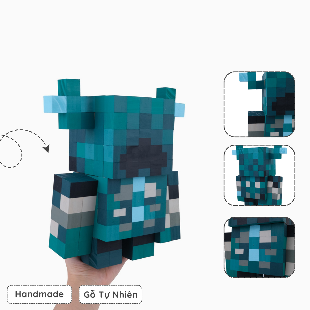 Mô Hình Gỗ Minecraft Warden (Art Toy)