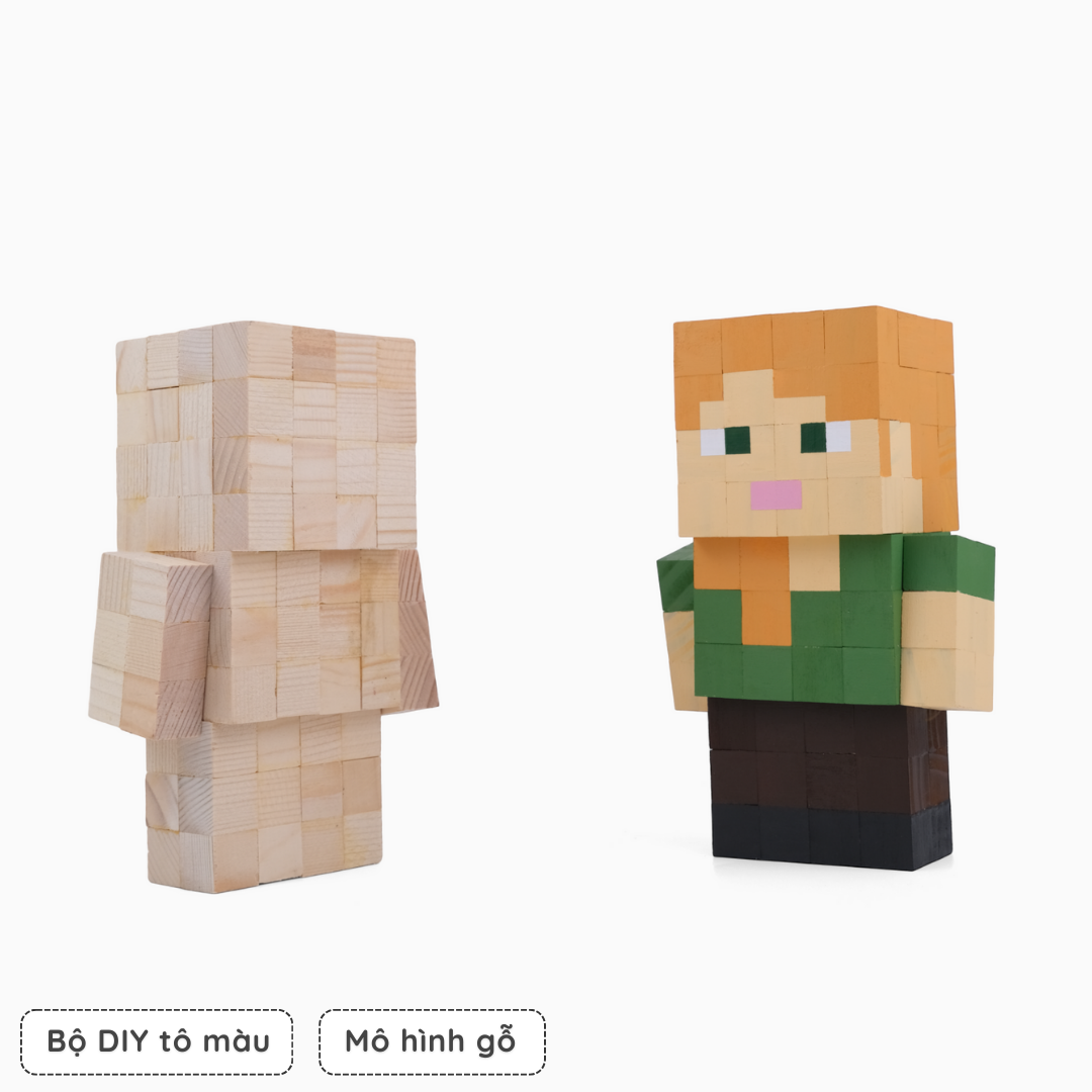 Mô Hình Gỗ Minecraft Alex (size M)