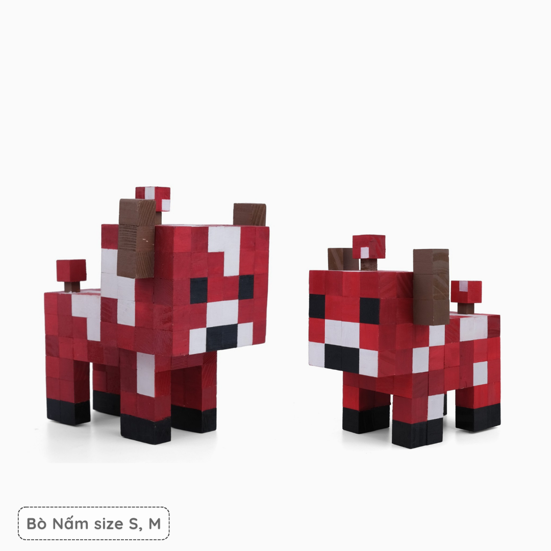 Mô Hình Gỗ Bò Nấm Minecraft Mooshroom