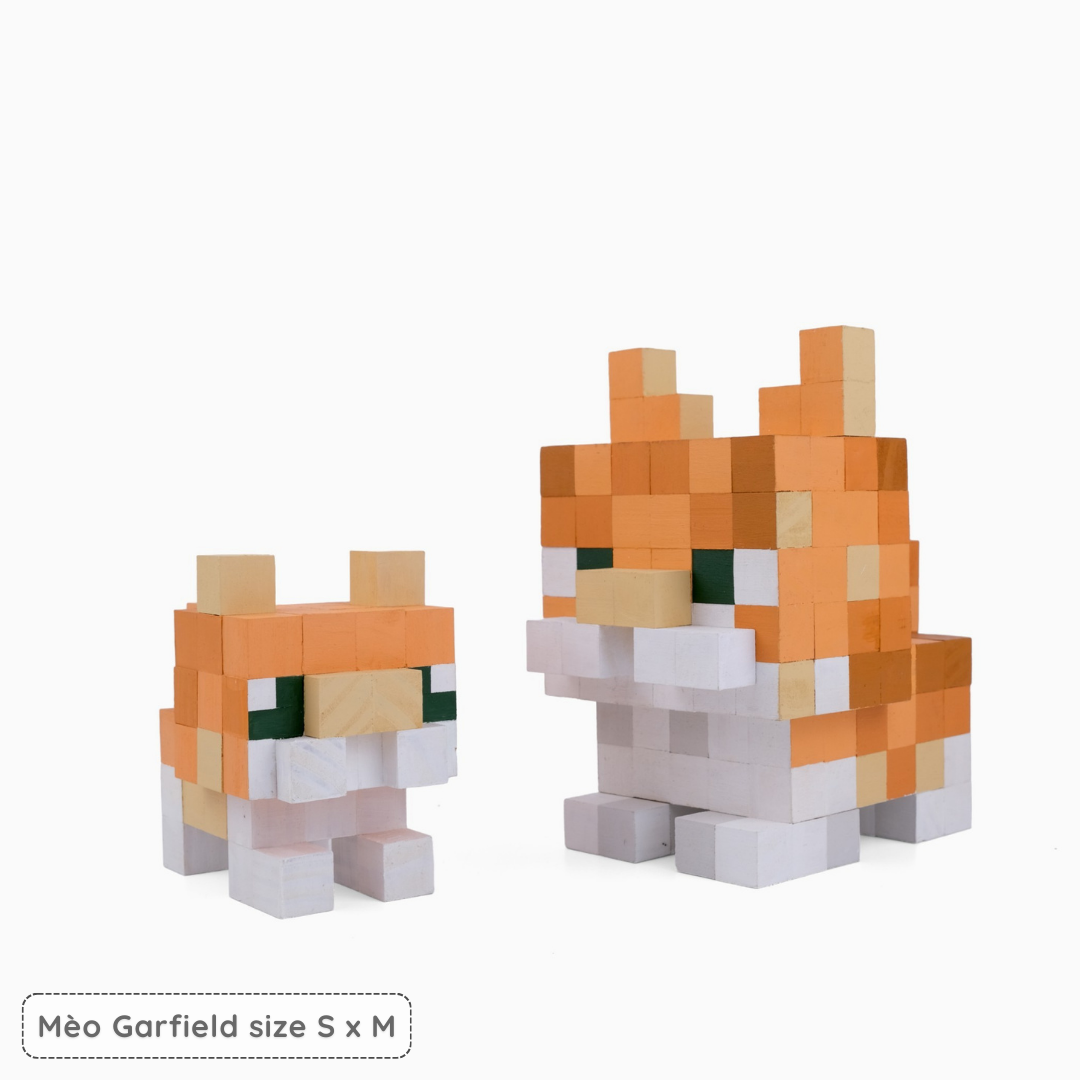 Mô Hình Mèo Garfield Phong Cách Minecraft