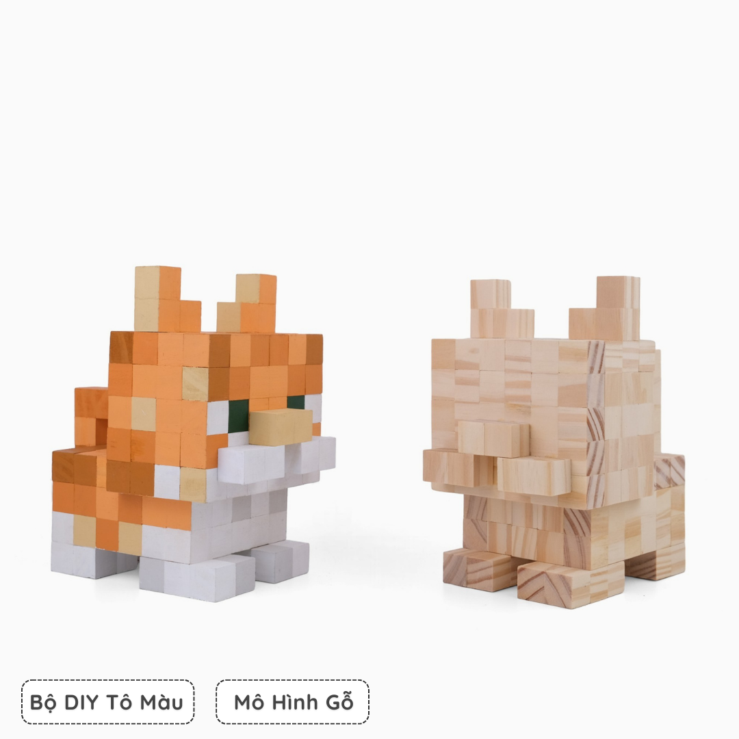 Mô Hình Mèo Garfield Phong Cách Minecraft