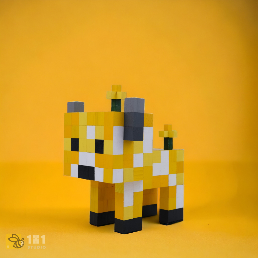 Mô Hình Gỗ Minecraft Moo Bloom Vàng (Art Toy)