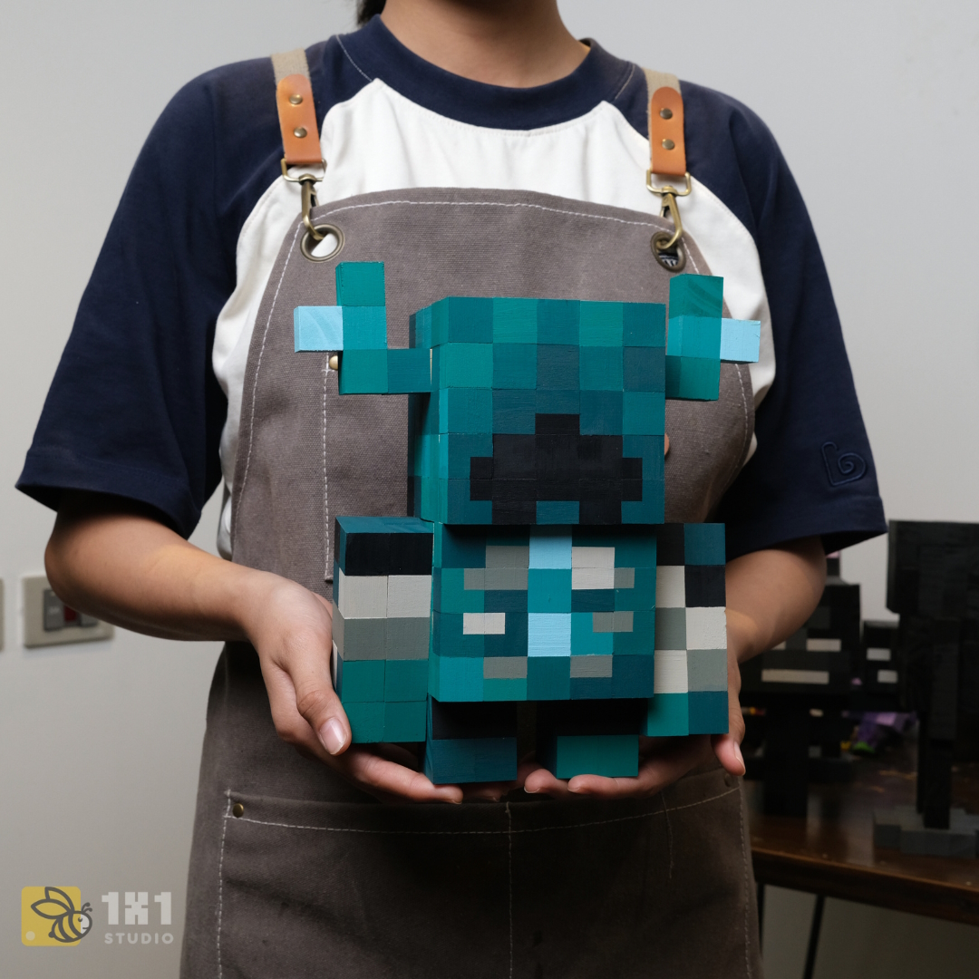 Mô Hình Gỗ Minecraft Warden (Art Toy)