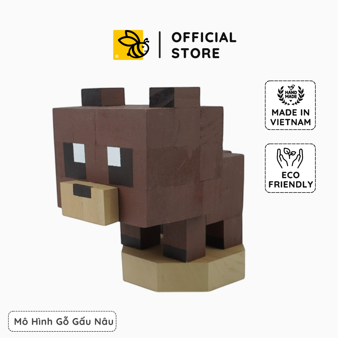 Mô Hình Gỗ Gấu Nâu (size s)