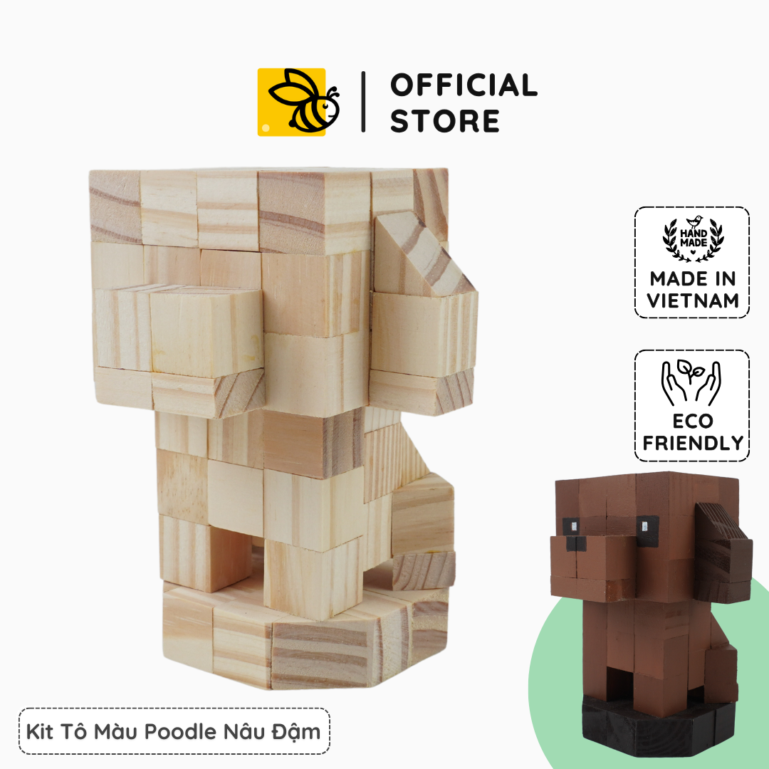 (DIY) Kit Tô Màu Chó Poodle Nâu Đậm