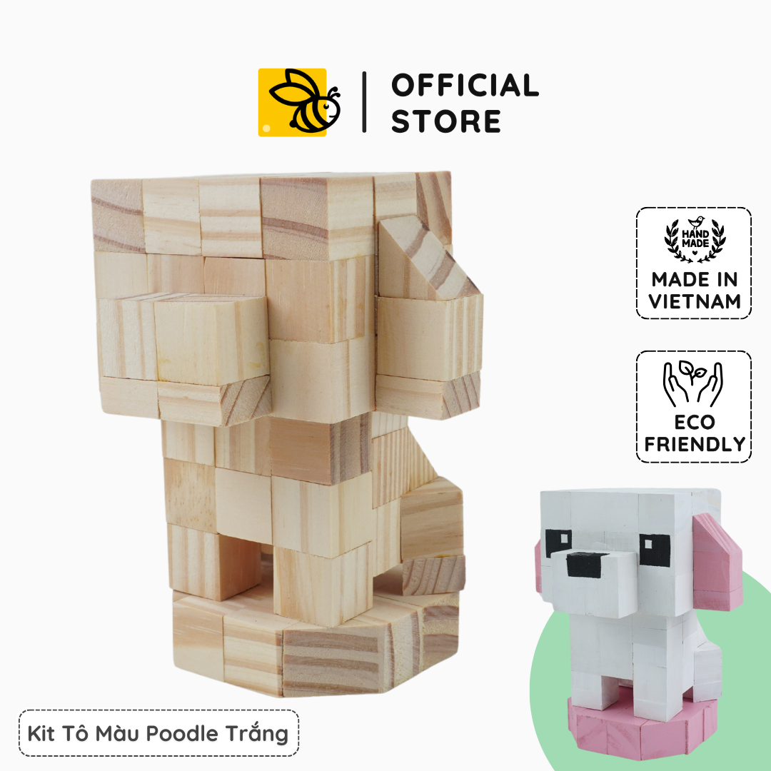 (DIY) Kit Tô Màu Chó Poodle Trắng