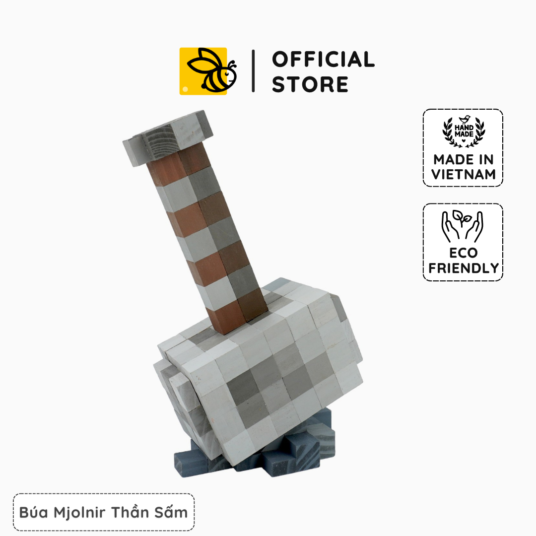 Mô Hình Gỗ Búa Mjolnir Thần Sấm (Art Toy)