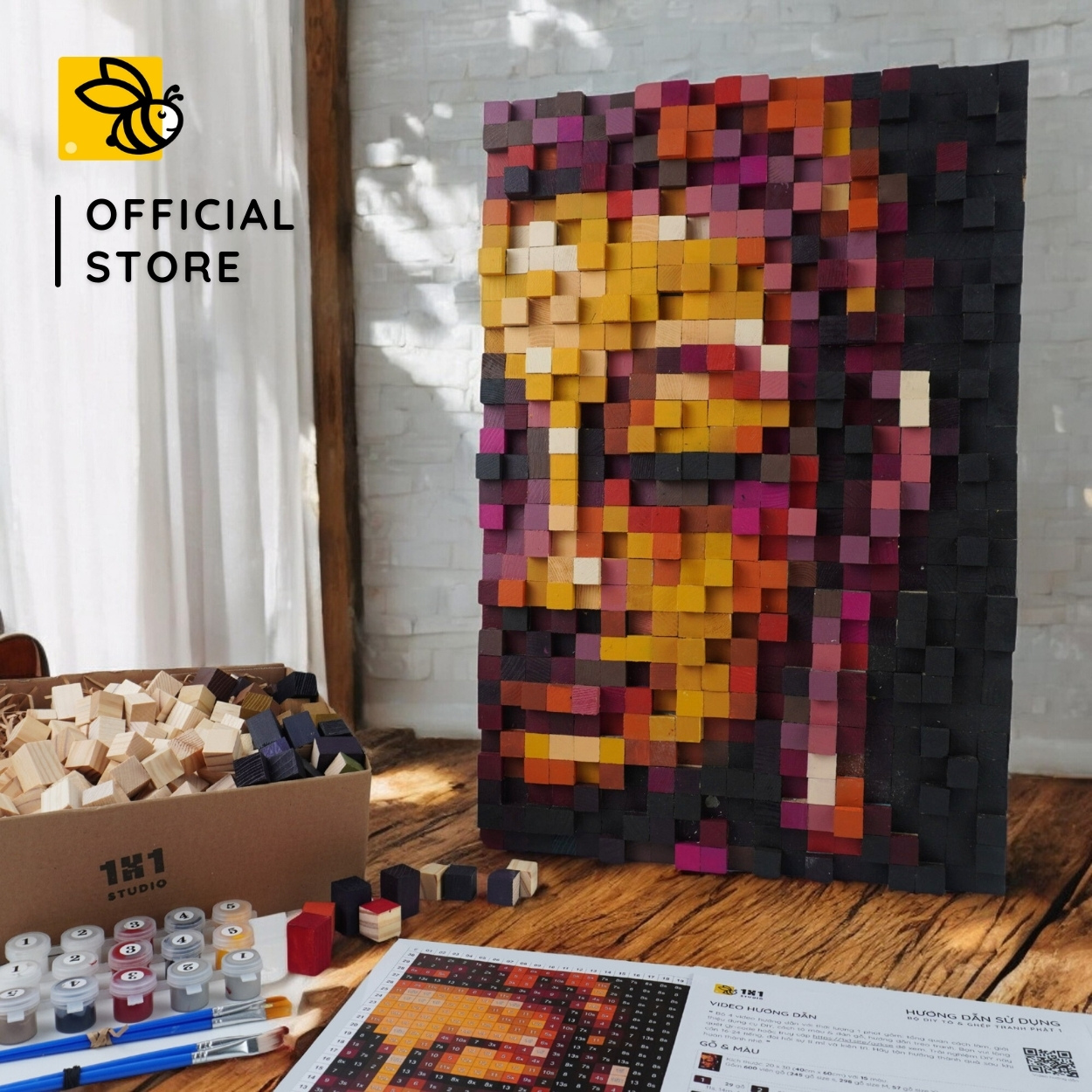 Kit Tự Làm Tranh Pixel Gỗ Chân Dung Phật (Blur)