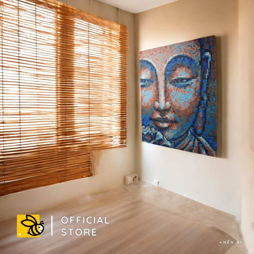 Tranh Pixel Gỗ Chân Dung Phật khổ lớn 79x66 cm (Chill)