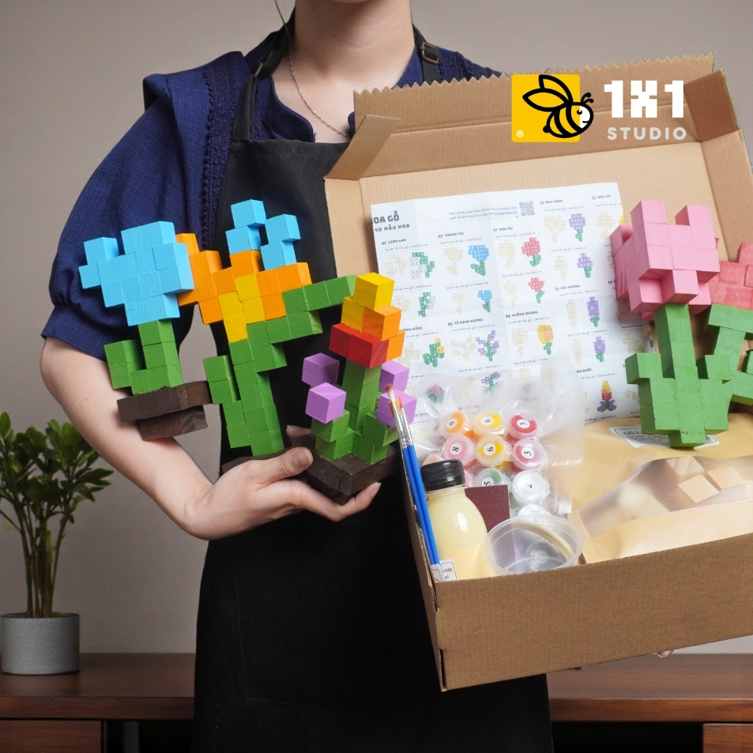 p5. KIT Tự Làm 6 Mô Hình Hoa Gỗ 2cm (40 Mẫu)