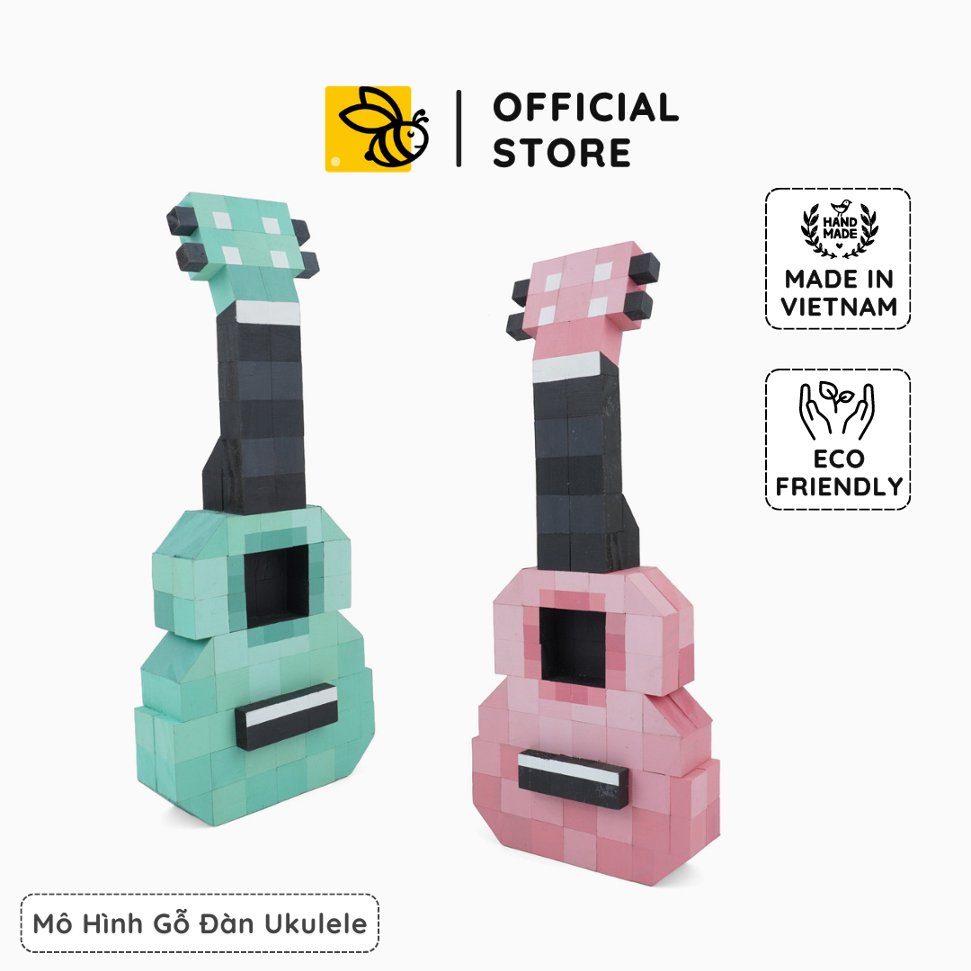 Mô Hình Gỗ Đàn Ukulele Xanh (Art Toy)