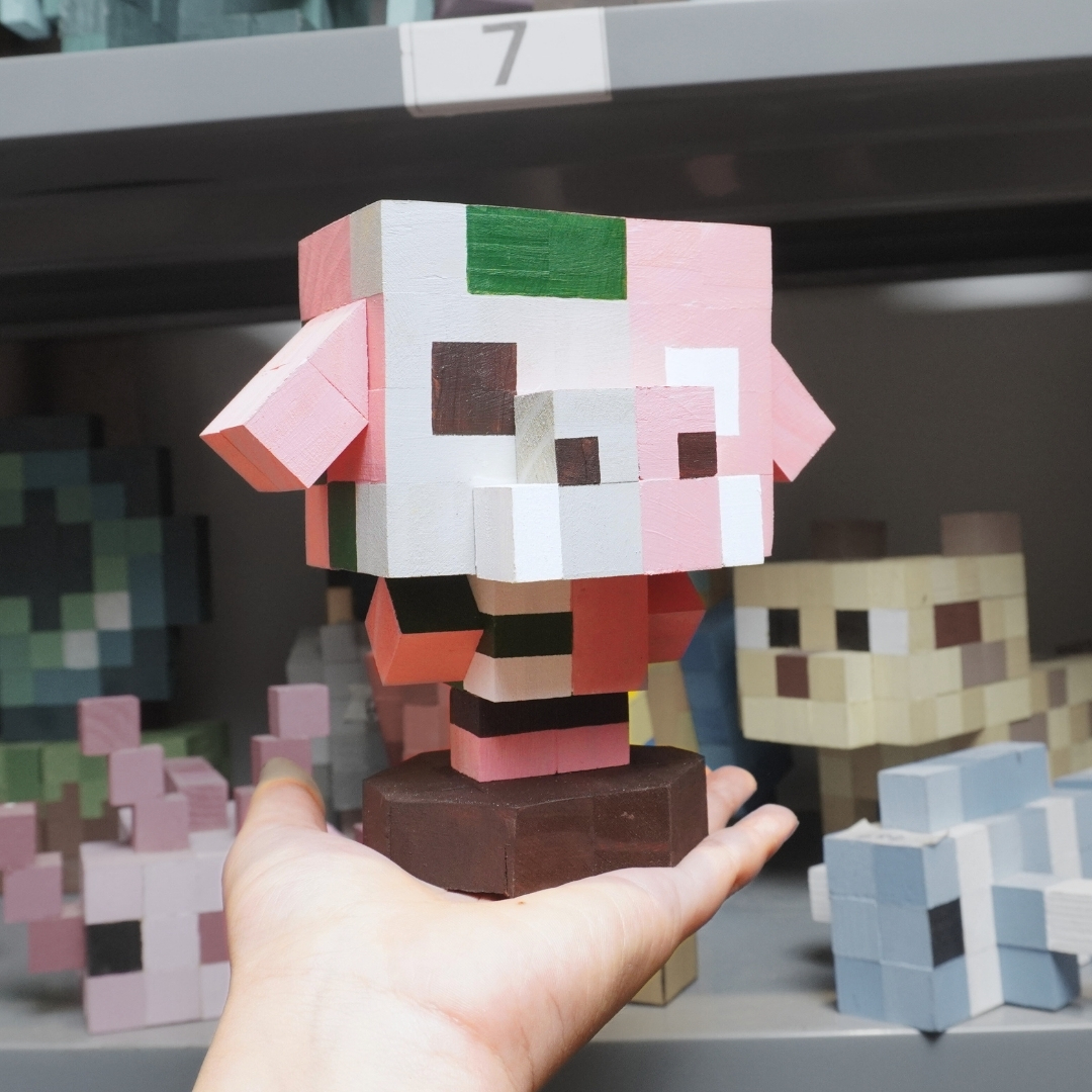 Mô Hình Gỗ Minecraft Zombie Piglin (s)