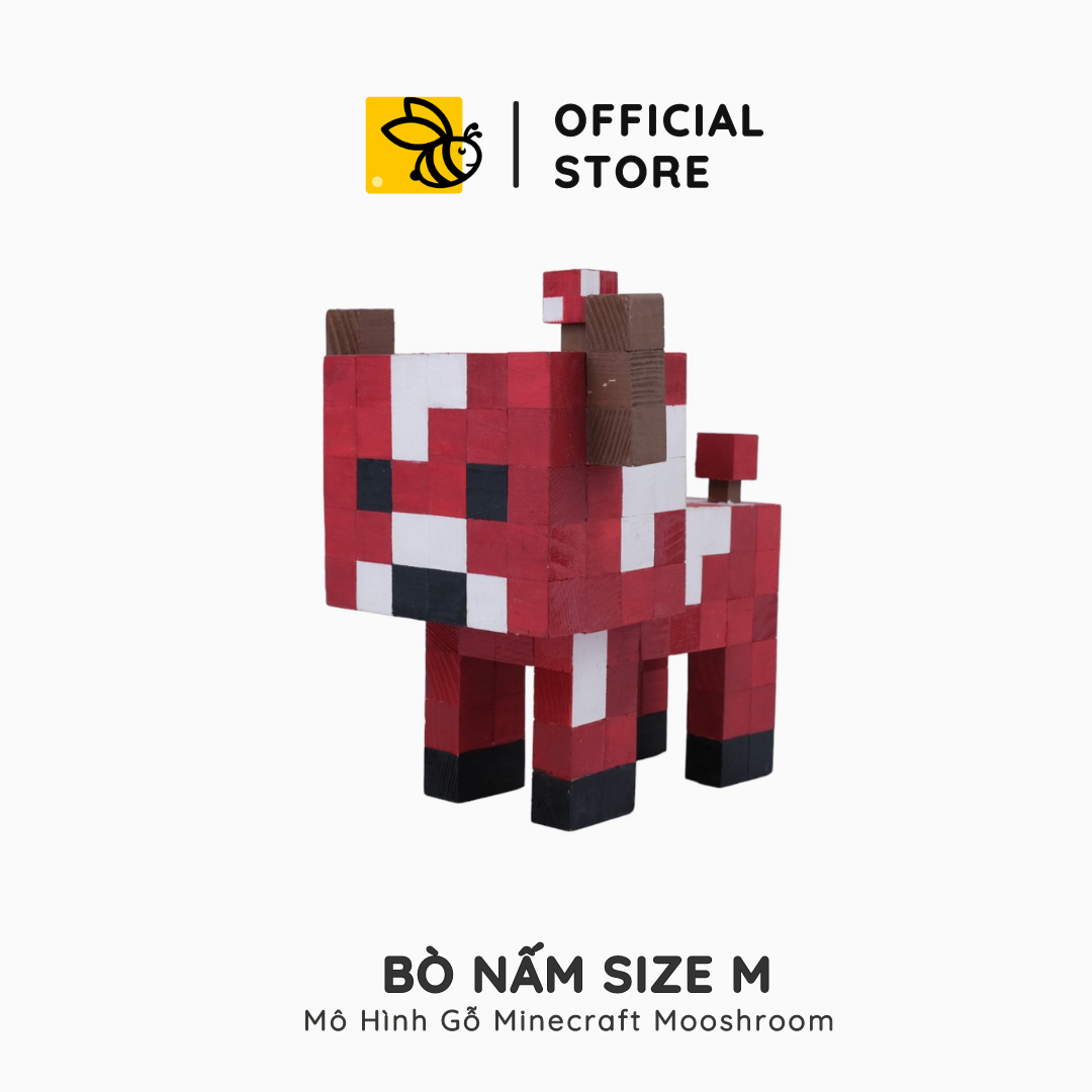 Mô Hình Gỗ Bò Nấm Minecraft Mooshroom