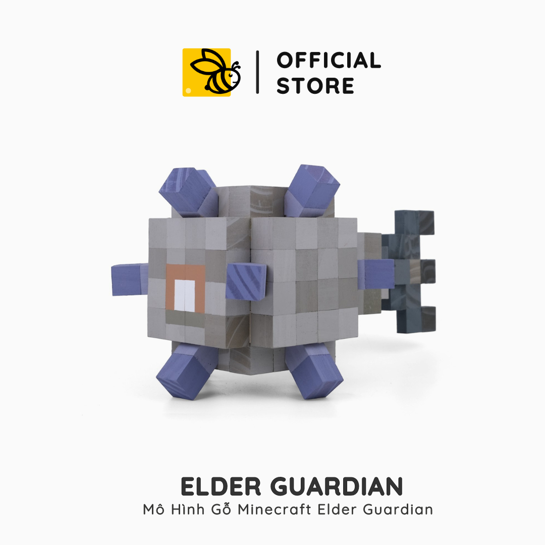 Mô Hình Gỗ Minecraft Guardian Xám (Art Toy)