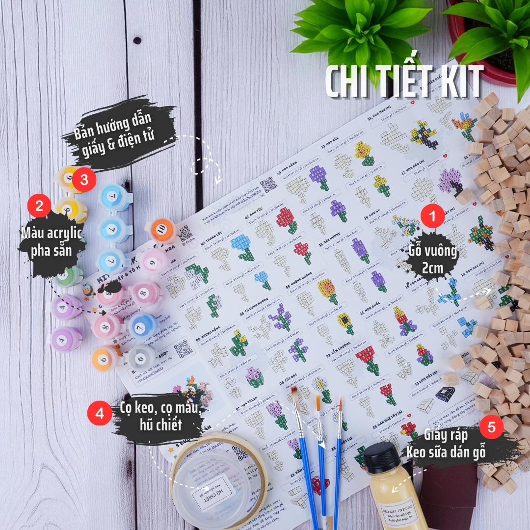 KIT Tự Làm 10 Mô Hình Hoa Gỗ THU NHỎ (40 mẫu)