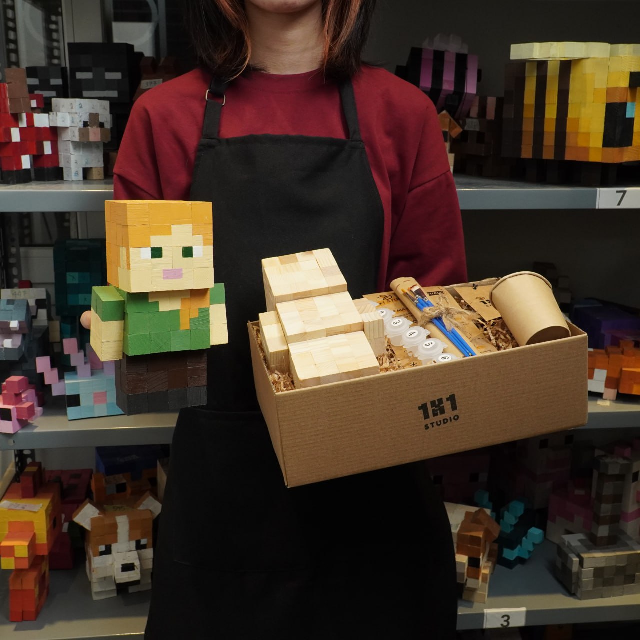 Mô Hình Gỗ Minecraft Alex (size M)