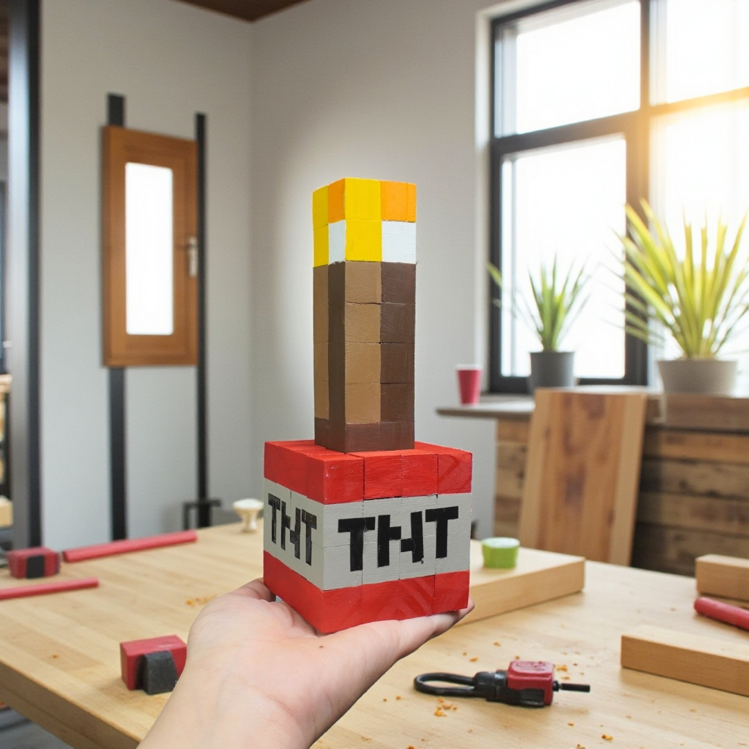 p3. Bộ Lắp Ghép Minecraft Đuốc Và Khối TNT (X5)