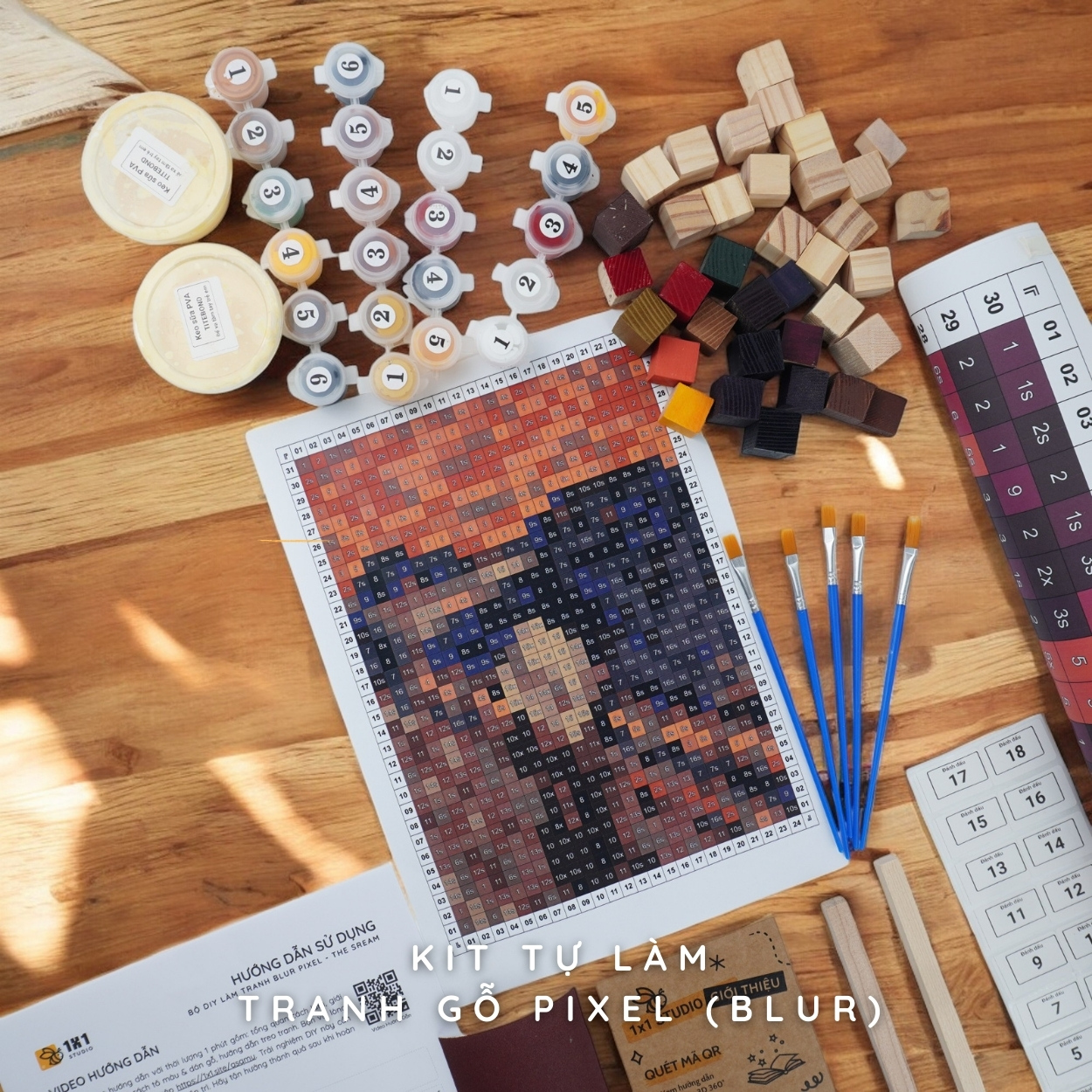Kit Tự Làm Tranh Pixel Gỗ The Scream (Blur)