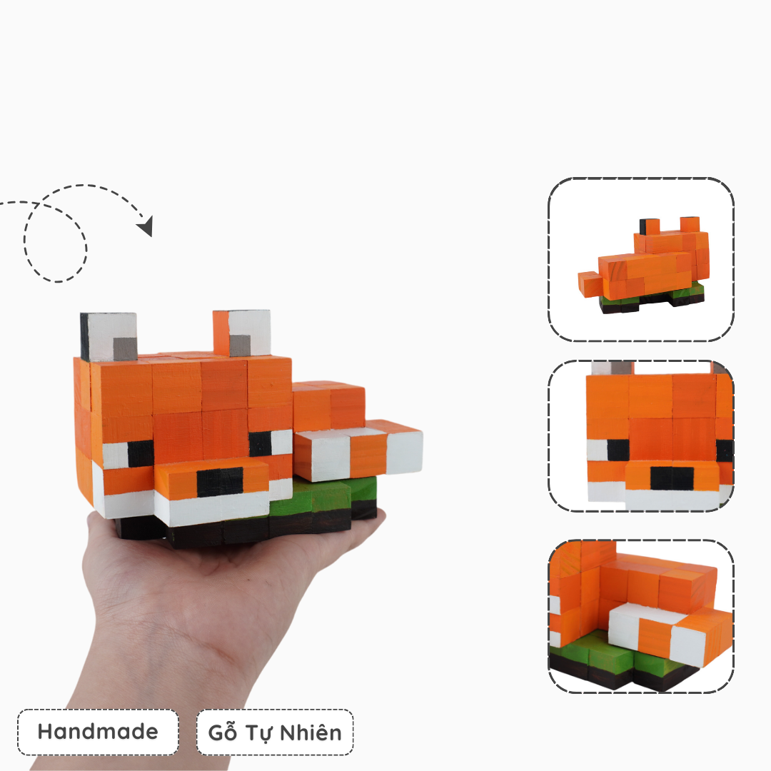 Mô Hình Gỗ Minecraft Cáo Cam (size s)