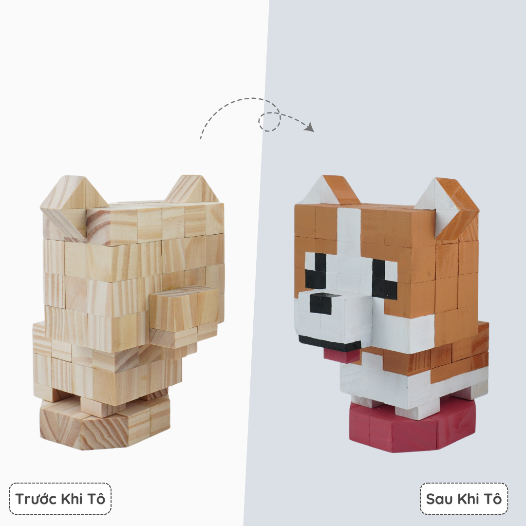 (DIY) Kit Tô Màu Chó Corgi Nâu Nhạt (size s)