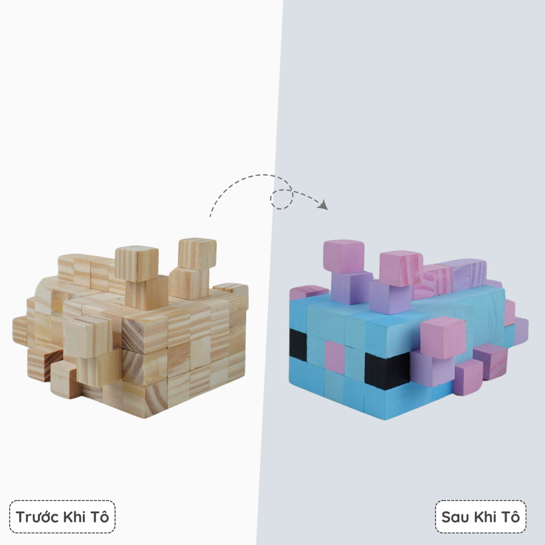 (DIY) Kit Tô Màu Minecraft Axolotl size M (Bản Mới)