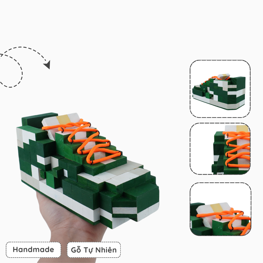 Mô Hình Gỗ Giày Nike Dunk Low x Off-White "Pine Green" (Art Toy)