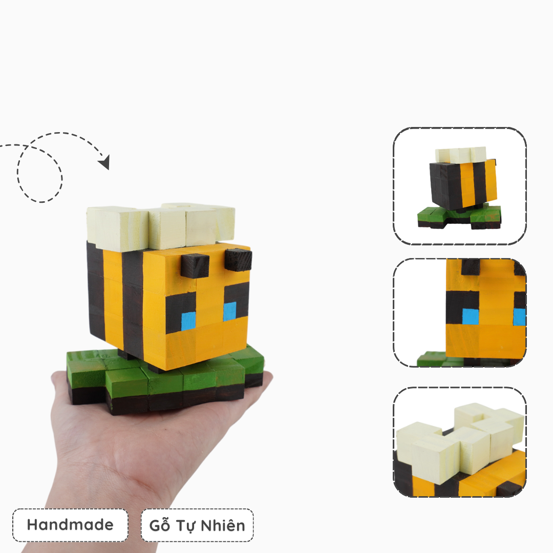 Mô Hình Gỗ Minecraft Bee (size s)