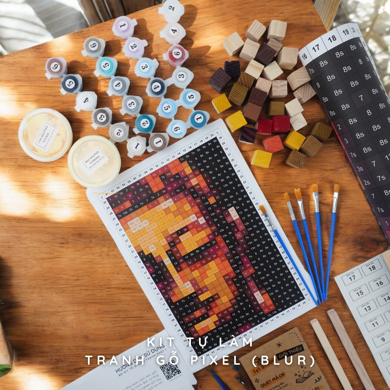 Kit Tự Làm Tranh Pixel Gỗ Chân Dung Phật (Blur)