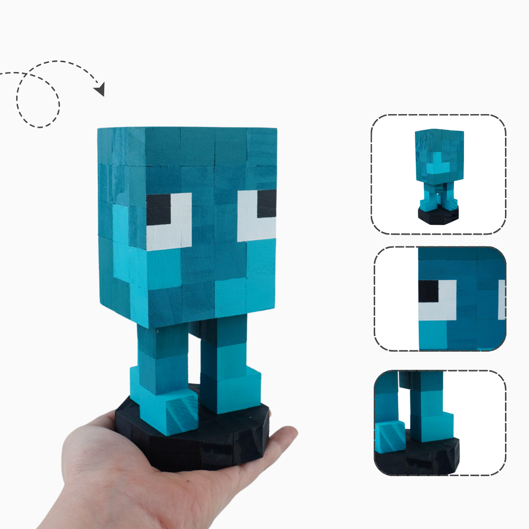 Mô Hình Gỗ Minecraft Squid Mực (s)